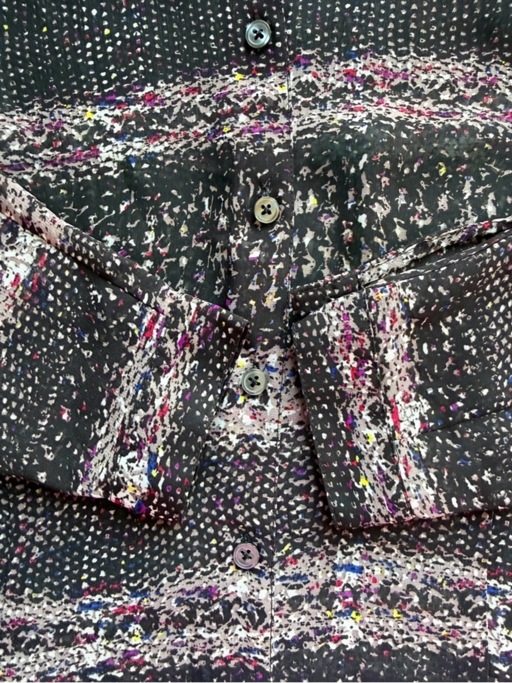 CAbi Sheer Blouse with Pink, Blue & White Speckle Print Size S Lightweight - Picture 10 of 14